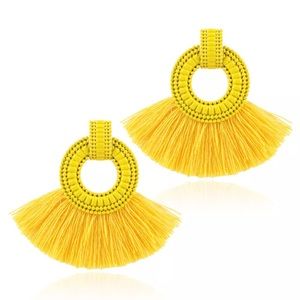 Yellow tassels earrings